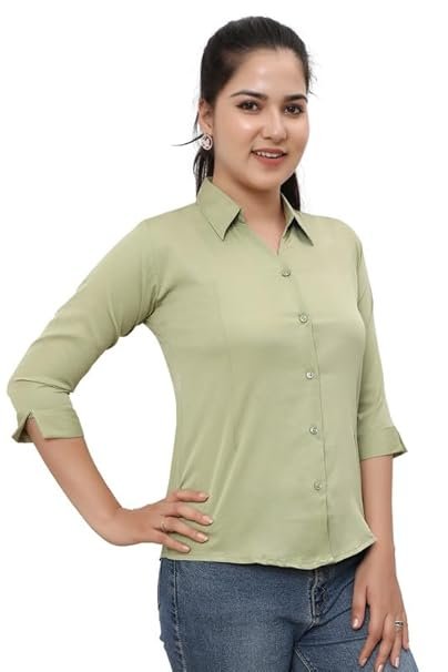 KOBLI Fashion Women's Casual Chiffon Shirt Lightweight, Breathable, All-Season, Modern Relaxed Fit with Collared Neck