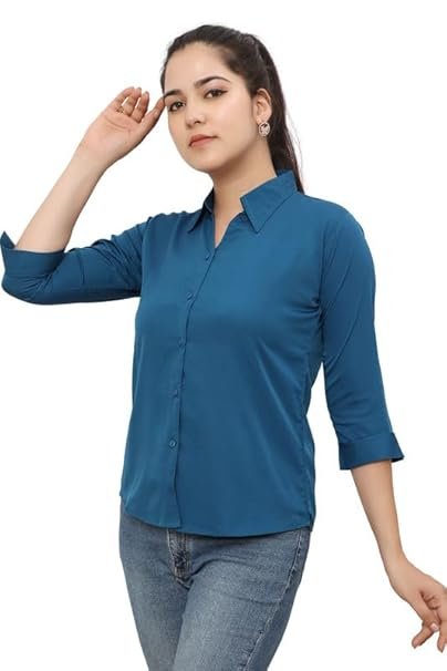 KOBLI Fashion Women's Casual Chiffon Shirt Lightweight, Breathable, All-Season, Modern Relaxed Fit with Collared Neck